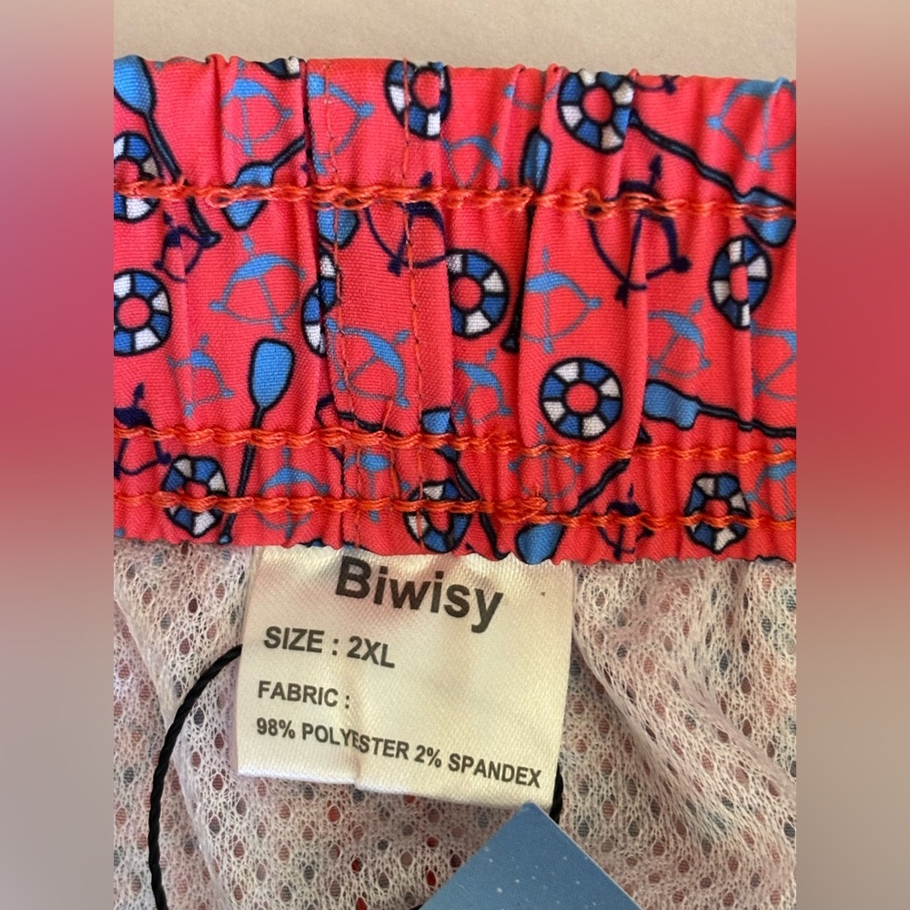 BIWISY Men's Swim Trunk Board Shorts Paddle Novelty Print Vacation Pink 2XL - Picture 16 of 16